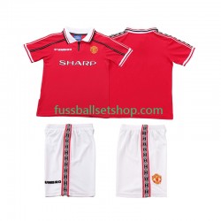 Günstige Fußball Trikotsatz Manchester United Retro Kinder Heimtrikot 1998 1999 Kurzarm
