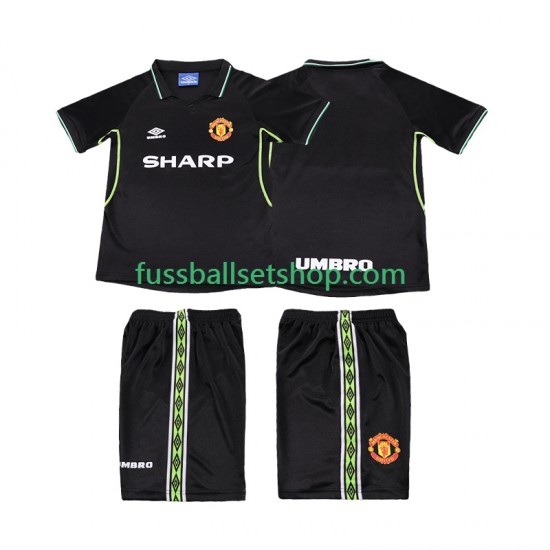 Günstige Fußball Trikotsatz Manchester United Retro Kinder Ausweichtrikot 1998 1999 Kurzarm