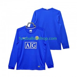 Günstige Fußball Trikotsatz Manchester United 2009 Retro Herren Ausweichtrikot 2008 Langarm