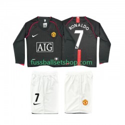 Günstige Fußball Trikotsatz Manchester United Ronaldo 7 2007 Retro Kinder Auswärtstrikot 2008 Langarm