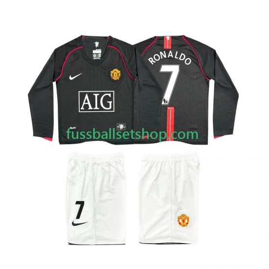 Günstige Fußball Trikotsatz Manchester United Ronaldo 7 2007 Retro Kinder Auswärtstrikot 2008 Langarm
