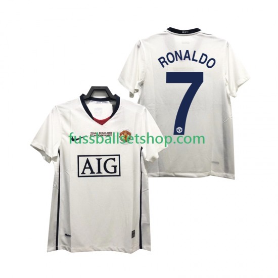 Günstige Fußball Trikotsatz Manchester United Ronaldo 7 Champions League 2009 Retro Herren Auswärtstrikot 2008 Kurzarm