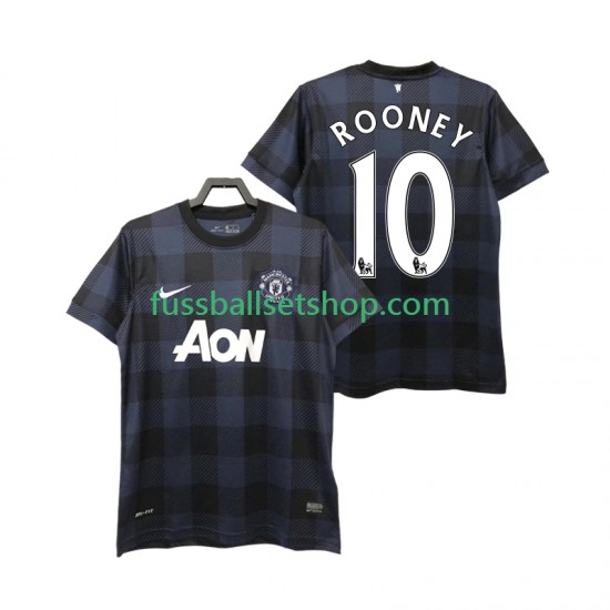 Günstige Fußball Trikotsatz Manchester United Rooney 10 2013 2014 Retro Herren Auswärtstrikot Kurzarm