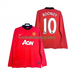 Günstige Fußball Trikotsatz Manchester United Rooney 10 2013 2014 Retro Herren Heimtrikot Langarm
