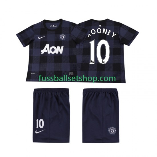Günstige Fußball Trikotsatz Manchester United Rooney 10 2013 2014 Retro Kinder Auswärtstrikot Kurzarm