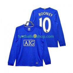 Günstige Fußball Trikotsatz Manchester United Rooney 10 2009 Retro Herren Ausweichtrikot 2008 Langarm