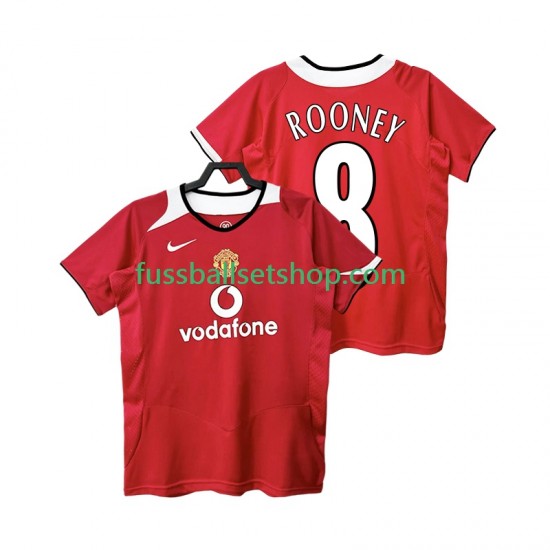Günstige Fußball Trikotsatz Manchester United Rooney 8 2005 Retro Herren Heimtrikot 2006 Kurzarm