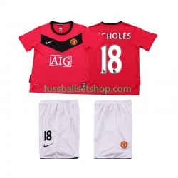 Günstige Fußball Trikotsatz Manchester United SCHOLES 18 2009 Retro Kinder Heimtrikot 2010 Kurzarm