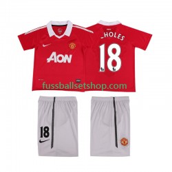 Günstige Fußball Trikotsatz Manchester United SCHOLES 18 Retro Kinder Heimtrikot 2011 2010 Kurzarm