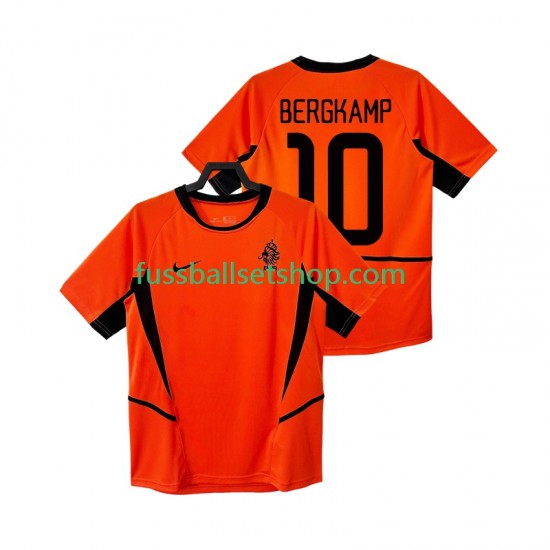 Günstige Fußball Trikotsatz Niederlande BERGKAMP 10 Retro Herren Heimtrikot 2002 Kurzarm