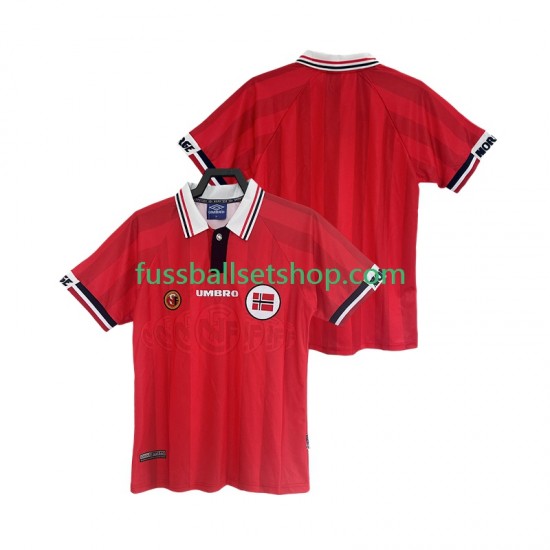 Günstige Fußball Trikotsatz Norwegen Retro Herren Heimtrikot 1998 Kurzarm