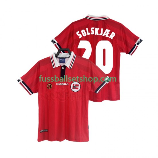 Günstige Fußball Trikotsatz Norwegen SOLSKJAER 20 Retro Herren Heimtrikot 1998 Kurzarm