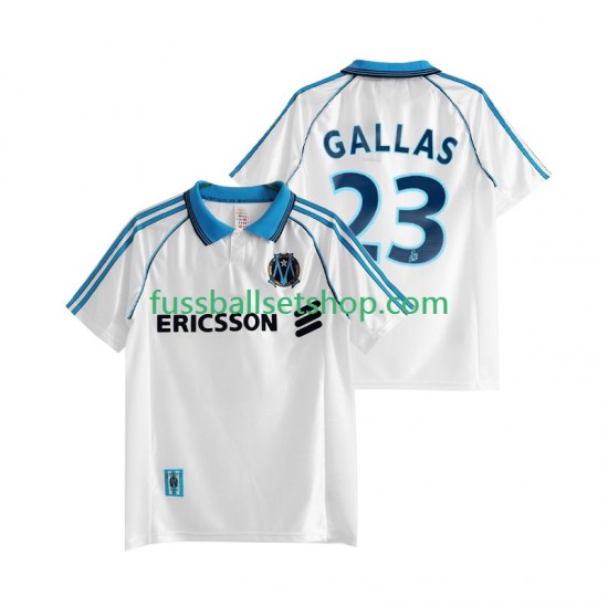 Günstige Fußball Trikotsatz Olympique Marseille Gallas 23 Retro Herren Heimtrikot 1998 1999 Kurzarm