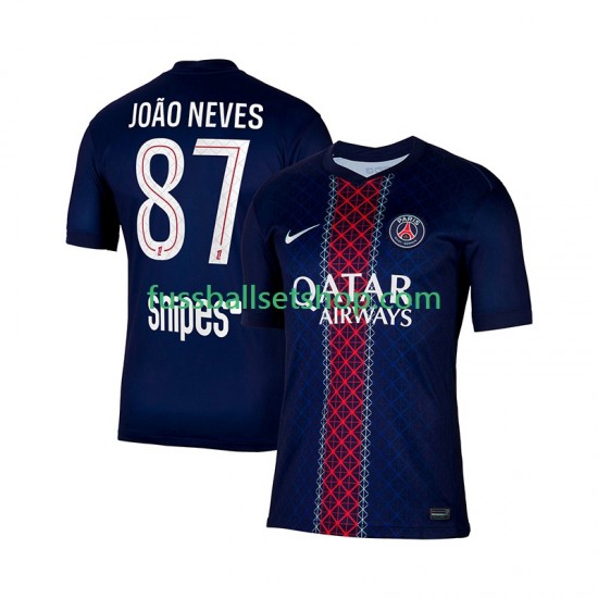 Günstige Fußball Trikotsatz Paris Saint-Germain Joao Neves 87 Herren Heimtrikot 2025-2026 Kurzarm