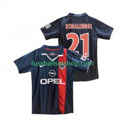 Günstige Fußball Trikotsatz Paris Saint-Germain RONALDINHO 21 2001 Retro Herren Heimtrikot 2002 Kurzarm