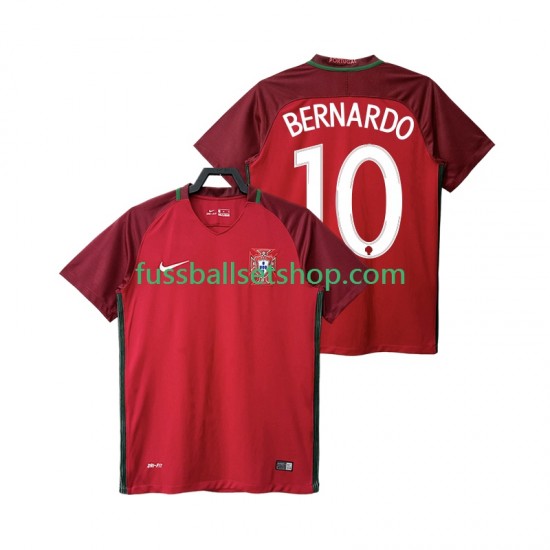 Günstige Fußball Trikotsatz Portugal BERNARDO 10 2016 Retro Herren Heimtrikot Kurzarm