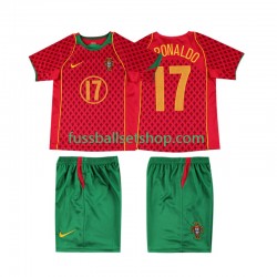 Günstige Fußball Trikotsatz Portugal Cristiano Ronaldo 17 2004 Retro Kinder Heimtrikot Kurzarm
