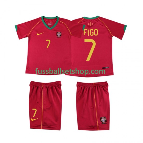 Günstige Fußball Trikotsatz Portugal FIGO 7 Retro Kinder Heimtrikot 2006 Kurzarm