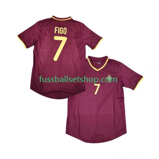 Günstige Fußball Trikotsatz Portugal Figo 7 2000 Retro Herren Heimtrikot Kurzarm