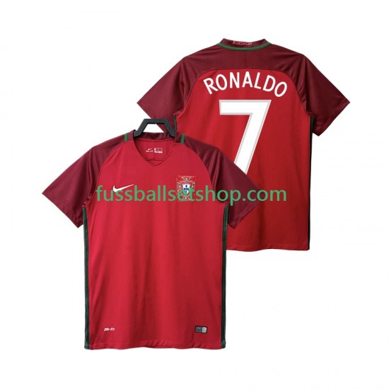 Günstige Fußball Trikotsatz Portugal RONALDO 7 2016 Retro Herren Heimtrikot Kurzarm