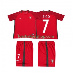Günstige Fußball Trikotsatz Portugal FIGO 7 2016 Retro Kinder Heimtrikot Kurzarm