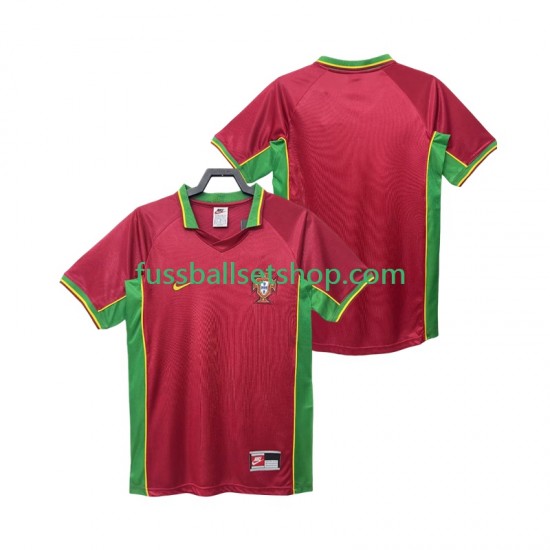 Günstige Fußball Trikotsatz Portugal Retro Herren Heimtrikot 1998 Kurzarm