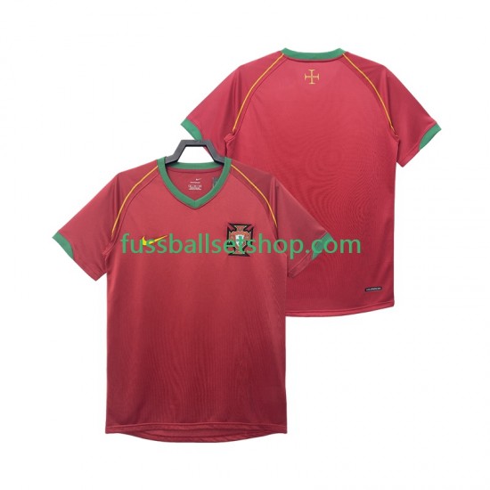 Günstige Fußball Trikotsatz Portugal Retro Herren Heimtrikot 2006 Kurzarm