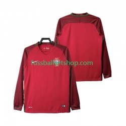 Günstige Fußball Trikotsatz Portugal 2016 Retro Herren Heimtrikot Langarm