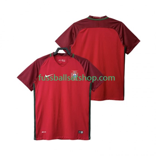 Günstige Fußball Trikotsatz Portugal 2016 Retro Herren Heimtrikot Kurzarm