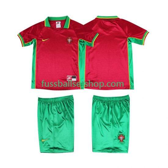 Günstige Fußball Trikotsatz Portugal Retro Kinder Heimtrikot 1998 Kurzarm