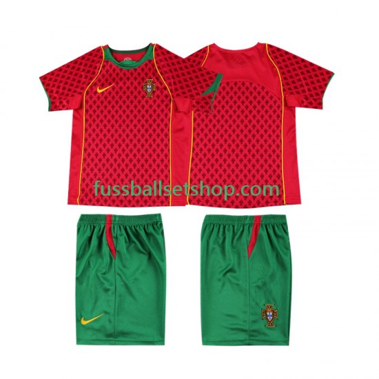 Günstige Fußball Trikotsatz Portugal 2004 Retro Kinder Heimtrikot Kurzarm