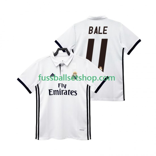 Günstige Fußball Trikotsatz Real Madrid BALE 11 2017 2018 Retro Herren Heimtrikot Kurzarm
