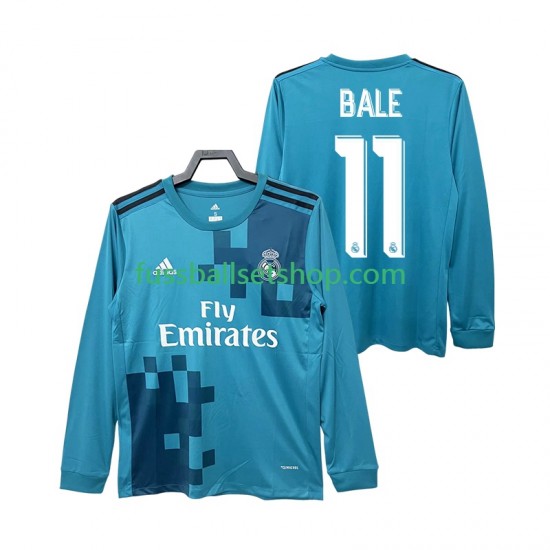 Günstige Fußball Trikotsatz Real Madrid BALE 11 2017 2018 Retro Herren Ausweichtrikot Langarm