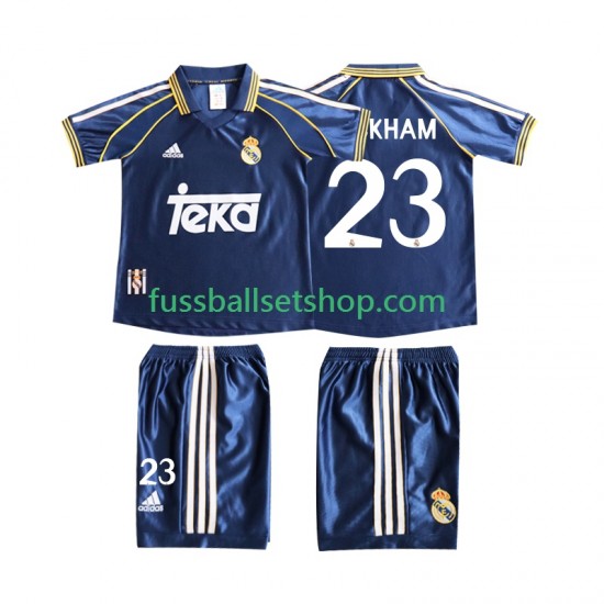 Günstige Fußball Trikotsatz Real Madrid BECERHAM 23 Retro Kinder Ausweichtrikot 1998 1999 Kurzarm