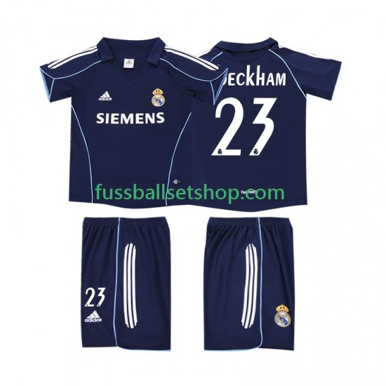 Günstige Fußball Trikotsatz Real Madrid BECKHAM 23 2005 Retro Kinder Auswärtstrikot 2006 Kurzarm