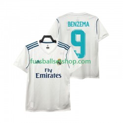 Günstige Fußball Trikotsatz Real Madrid BENZEMA 9 2017 2018 Retro Herren Heimtrikot Kurzarm