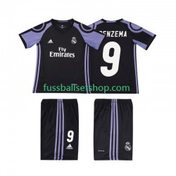 Günstige Fußball Trikotsatz Real Madrid BENZEMA 9 2016 2017 Retro Kinder Ausweichtrikot Kurzarm