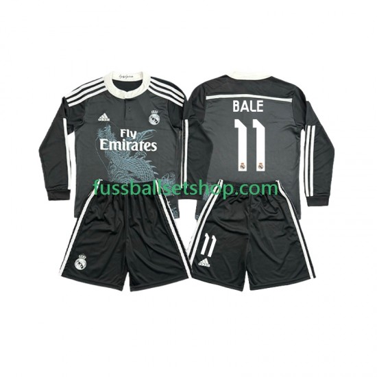 Günstige Fußball Trikotsatz Real Madrid Bale 11 2014 2015 Retro Kinder Ausweichtrikot Langarm