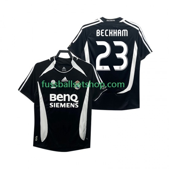 Günstige Fußball Trikotsatz Real Madrid Beckham 23 2007 Retro Herren Ausweichtrikot 2006 Kurzarm