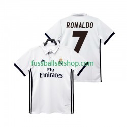 Günstige Fußball Trikotsatz Real Madrid CRISTIANO RONALDO 7 2017 2018 Retro Herren Heimtrikot Kurzarm