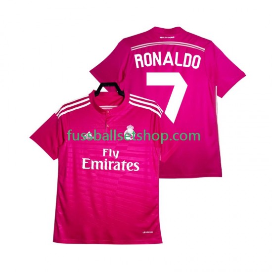 Günstige Fußball Trikotsatz Real Madrid Cristiano Ronaldo 7 2014 2015 Retro Herren Auswärtstrikot Kurzarm