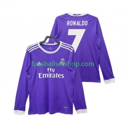 Günstige Fußball Trikotsatz Real Madrid Cristiano Ronaldo 7 2016 2017 Retro Herren Auswärtstrikot Langarm