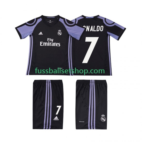 Günstige Fußball Trikotsatz Real Madrid Cristiano Ronaldo 7 2016 2017 Retro Kinder Ausweichtrikot Kurzarm