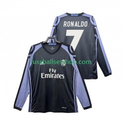 Günstige Fußball Trikotsatz Real Madrid Cristiano Ronaldo 7 2016 2017 Retro Herren Ausweichtrikot Langarm