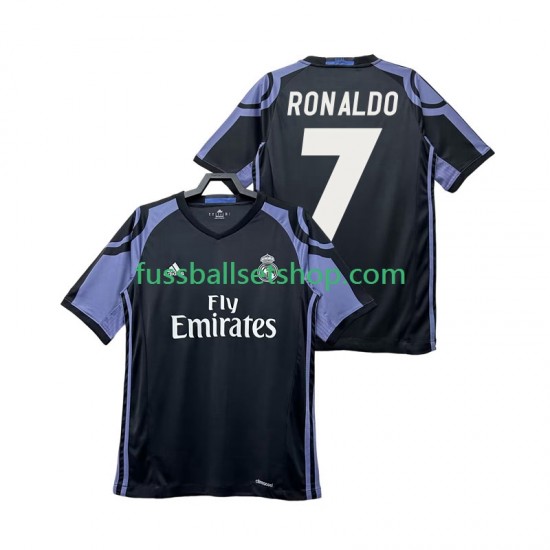 Günstige Fußball Trikotsatz Real Madrid Cristiano Ronaldo 7 2016 2017 Retro Herren Ausweichtrikot Kurzarm