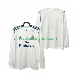 Günstige Fußball Trikotsatz Real Madrid 2017 2018 Retro Herren Heimtrikot Langarm