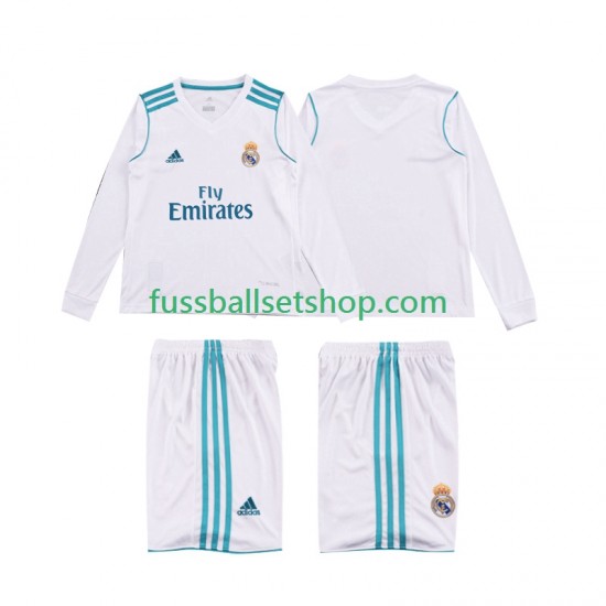 Günstige Fußball Trikotsatz Real Madrid 2017 2018 Retro Kinder Heimtrikot Langarm