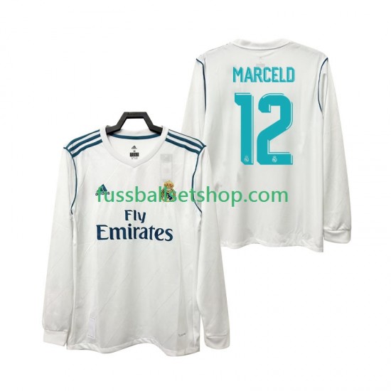 Günstige Fußball Trikotsatz Real Madrid MARCELD 12 2017 2018 Retro Herren Heimtrikot Langarm