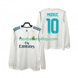Günstige Fußball Trikotsatz Real Madrid Modrić 10 2017 2018 Retro Herren Heimtrikot Langarm