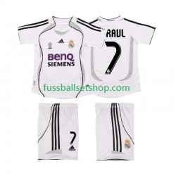 Günstige Fußball Trikotsatz Real Madrid RAUL 7 2007 Retro Kinder Heimtrikot 2006 Kurzarm
